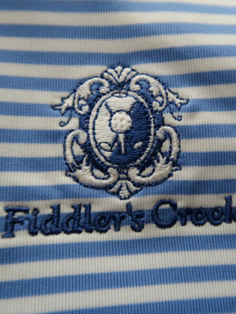 Donald Ross Fiddlers Creek Blue Striped Polo (L) OMG!!  ⛳️